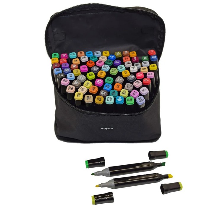 Якісні двосторонні спиртові маркери 80 Маркери двосторонні для ескізів та скетчів BQ-48