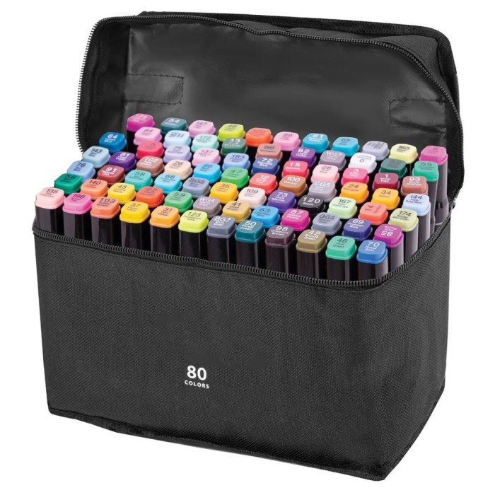 Набір кольорових маркерів фломастерів 80 шт, Набір кольорових маркерів Sketchmarker NF-61