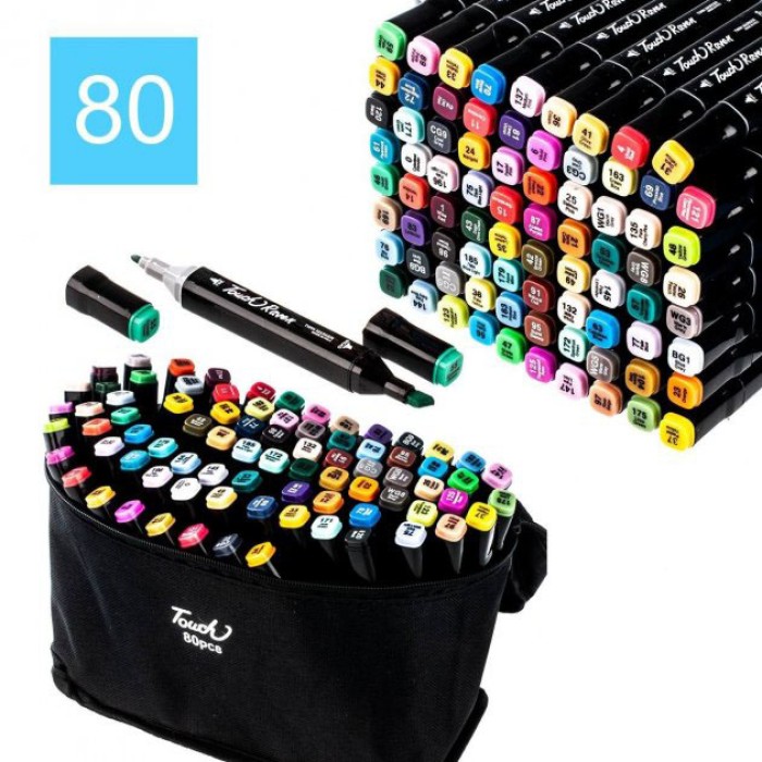 Набір маркерів у чорній сумці 80, Набір кольорових маркерів, Маркери професійні спиртові EN-15