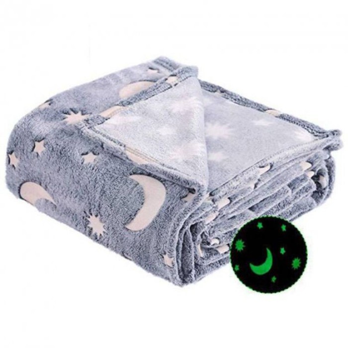 Плед з ефектом світної ночі Blanket kids Magic Star 150х100 см, із зірками, Покривало XC-957 що світиться