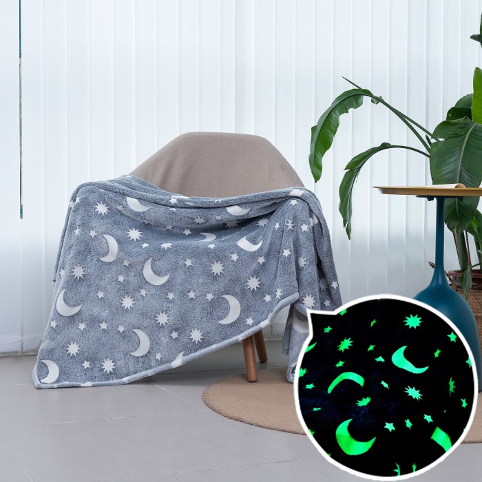Плед з ефектом світної ночі Blanket kids Magic Star 150х100 см, із зірками, Покривало XC-957 що світиться