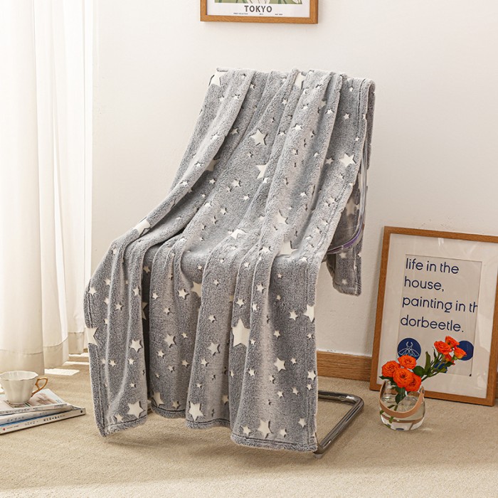 Плед з ефектом світної ночі Blanket kids Magic Star 150х100 см, із зірками, Покривало XC-957 що світиться