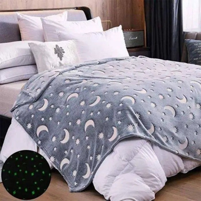 Плед з ефектом світної ночі Blanket kids Magic Star 150х100 см, із зірками, Покривало XC-957 що світиться