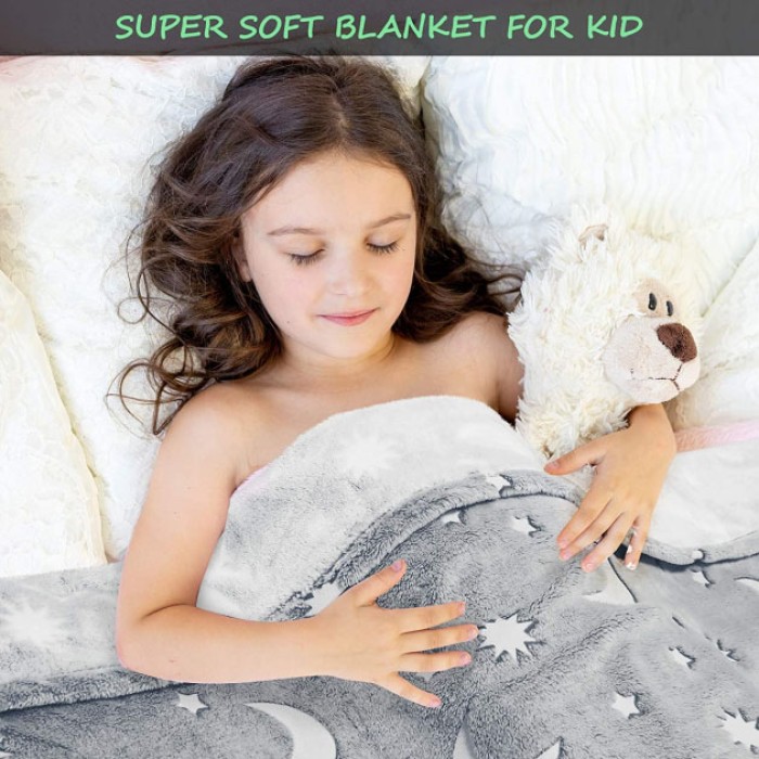 Плед з ефектом світної ночі Blanket kids Magic Star 150х100 см, із зірками, Покривало XC-957 що світиться
