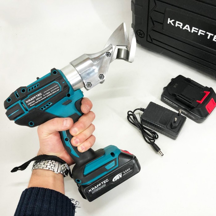Ножиці акумуляторні по металу в кейсі Krafftec DJS130R, 2 акб 36V/5AP
