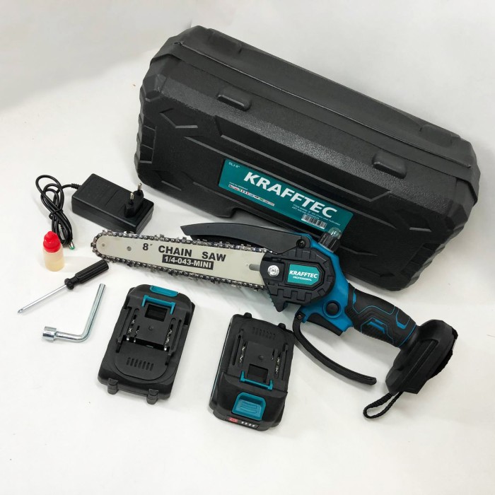 Акумуляторна пила для нарізки дров Krafftec 20 см, Легка електропила для саду, Пилка садова складна CI-88