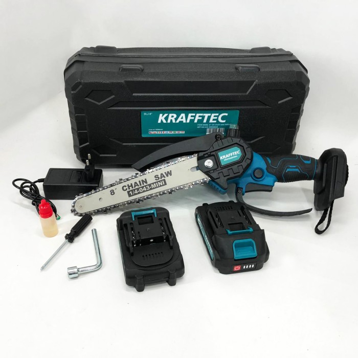 Якісна міні-пилка ланцюгова Krafftec 20 см, Якісна міні-пила на акумуляторі, Електропила WX-175 для дерева
