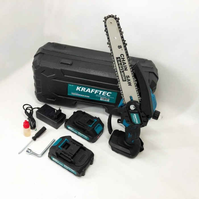 Якісна міні-пилка ланцюгова Krafftec 20 см, Якісна міні-пила на акумуляторі, Електропила WX-175 для дерева