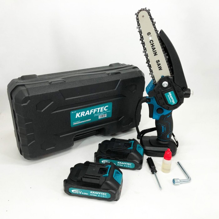 Пила ручна електрична ланцюгова Krafftec 15 см, Професійна акумуляторна пила по дереву ST-42