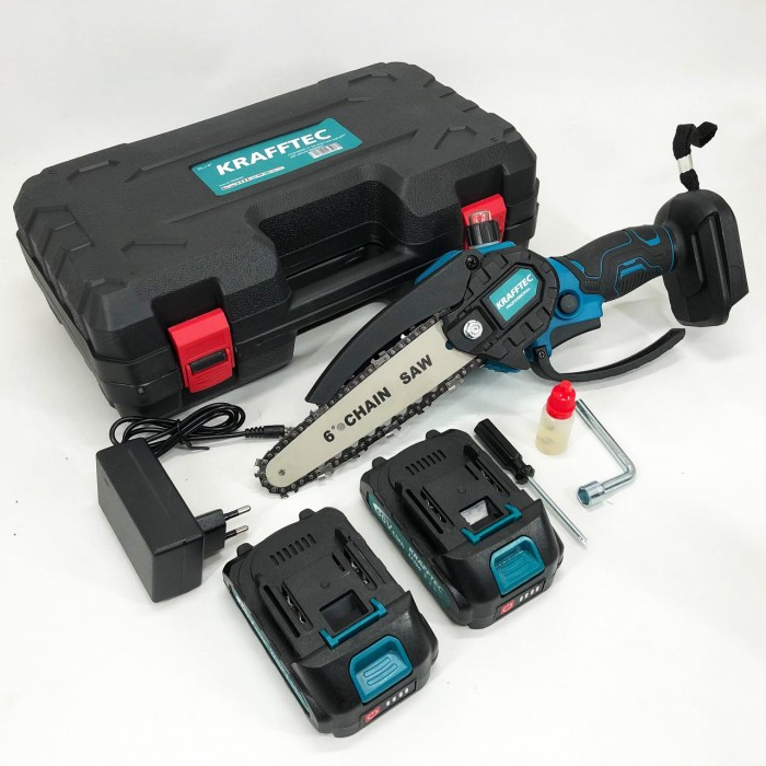 Пила ручна електрична ланцюгова Krafftec 15 см, Професійна акумуляторна пила по дереву ST-42