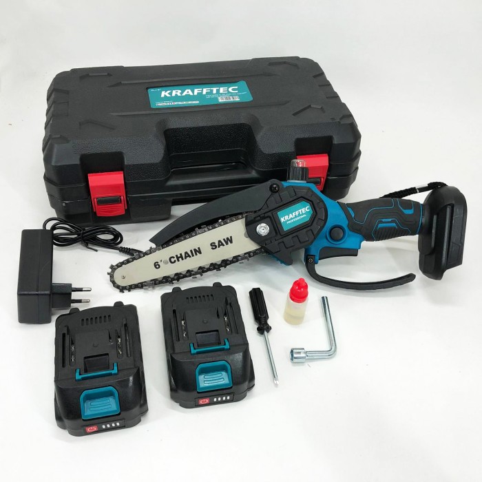 Пила ручна електрична ланцюгова Krafftec 15 см, Професійна акумуляторна пила по дереву ST-42
