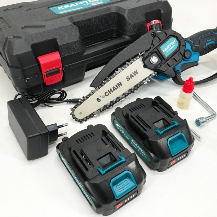 Ручна акумуляторна пила для різання гілок Krafftec 15 см, Пила ланцюгова компактна TA-39