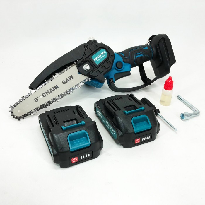 Ручна акумуляторна пила для різання гілок Krafftec 15 см, Пила ланцюгова компактна TA-39