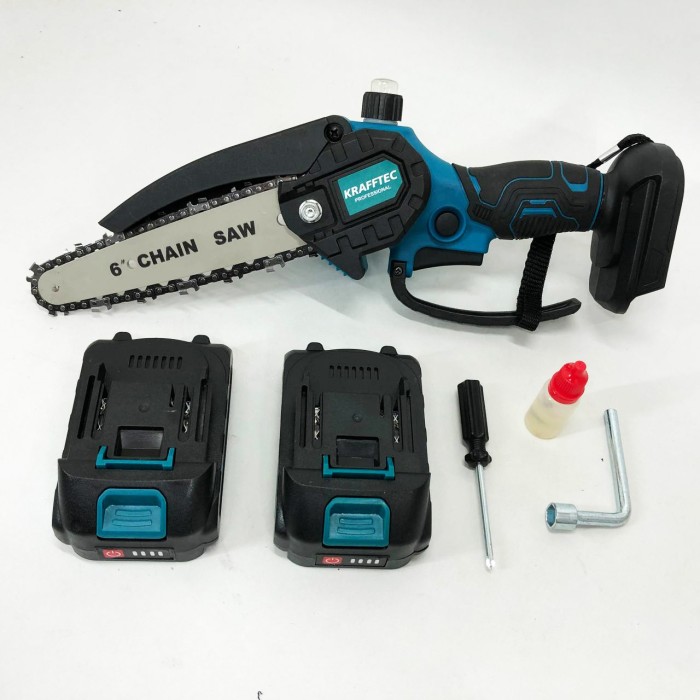 Ручна акумуляторна пила для різання гілок Krafftec 15 см, Пила ланцюгова компактна TA-39