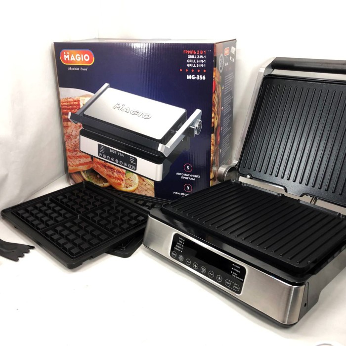 Бутербродниця настільна для дому Magio MG-356 2400 Вт, Електричний гриль барбекю кухонний WO-64