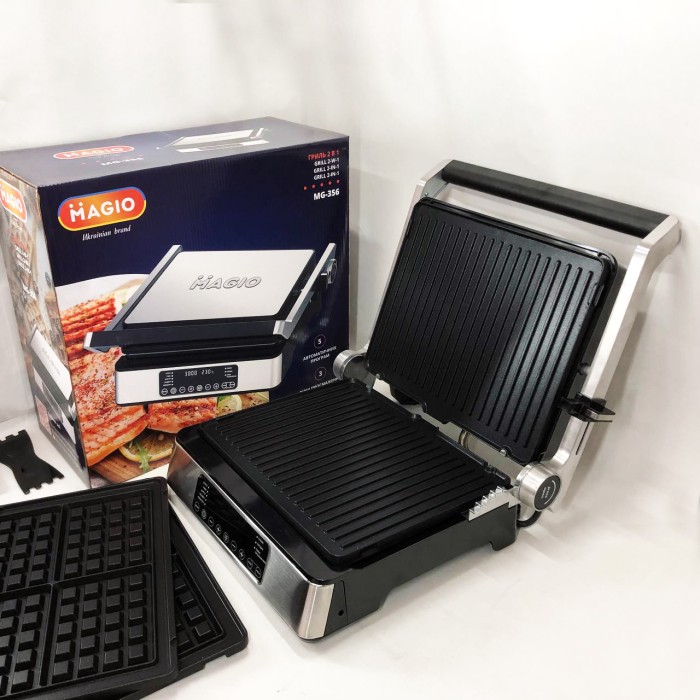 Бутербродниця настільна для дому Magio MG-356 2400 Вт, Електричний гриль барбекю кухонний WO-64