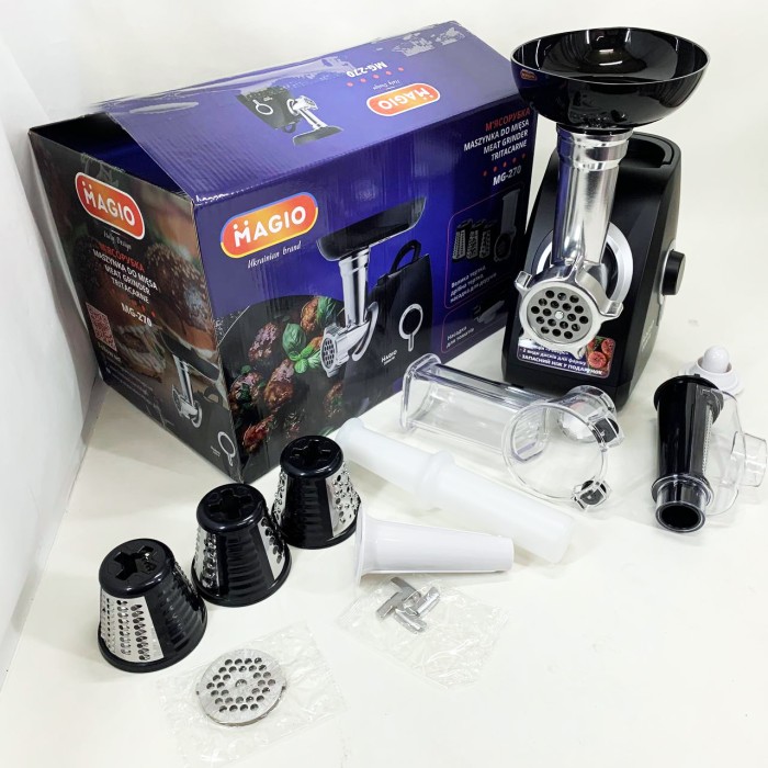 М'ясорубка MAGIO MG-270 2200 Вт М'ясорубка з насадками для нарізки овочів, М'ясорубка електрична для м'яса