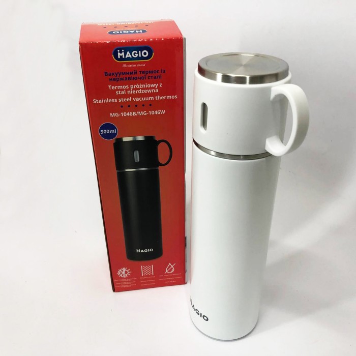 Якісний термос для дому MAGIO MG-1046W 0.5 л, Термокружка з вакуумною ізоляцією, Термокружка для походу JG-65