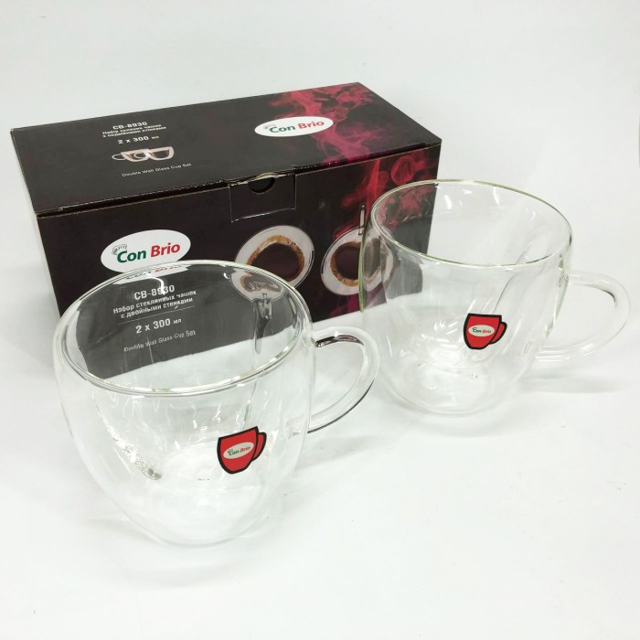 Набір чашок з подвійним склом Con, Подвійні скляні кавові чашки, Чашка з подвійними стінками для кави LR-66