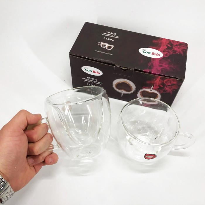 Набір чашок з подвійними стінками, Скляна чашка з подвійними стінками Дві чашки подвійним дном OF-78