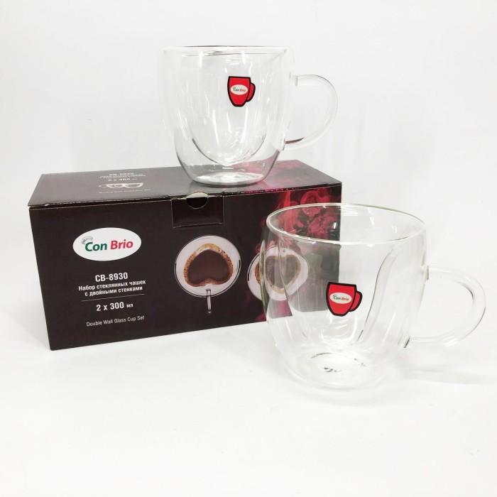 Набір чашок з подвійними стінками, Скляна чашка з подвійними стінками Дві чашки подвійним дном OF-78