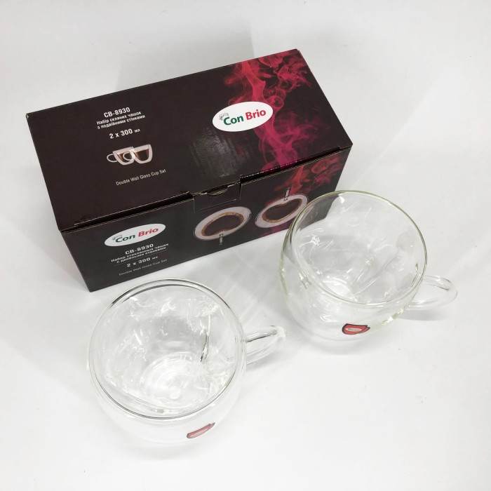 Набір чашок з подвійними стінками, Скляна чашка з подвійними стінками Дві чашки подвійним дном OF-78