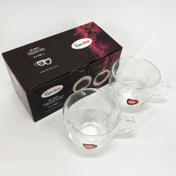 Набір чашок з подвійним склом, Подвійні скляні чайні чашки, Склянки з подвійним дном TV-30