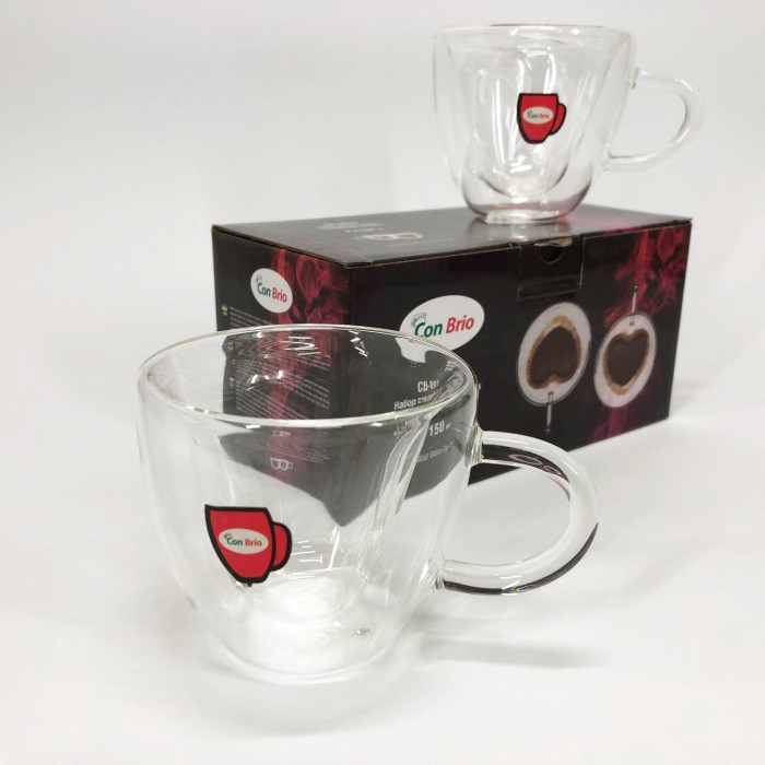 Набір чашок з подвійними стінками 2 шт Con Brio СВ-8915-2 2шт, Кружка з подвійними стінками скло DR-94