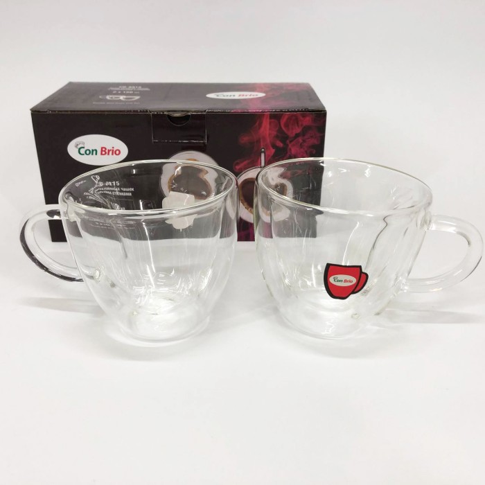 Скляні чашки з подвійними стінками набір 2шт Con, Набір подвійних скляних кавових чашок VX-82