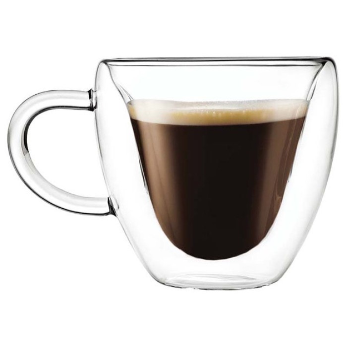 Скляні чашки з подвійними стінками набір 2шт Con, Набір подвійних скляних кавових чашок VX-82
