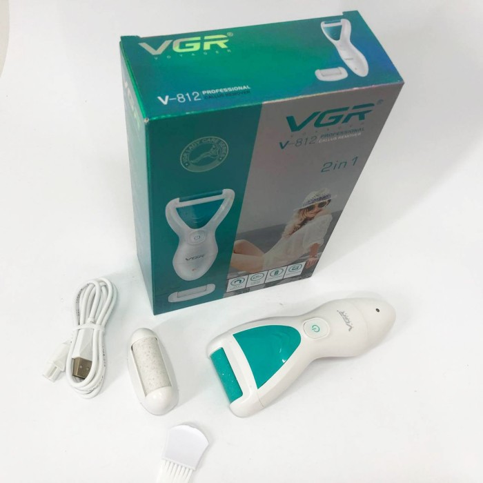 Електрична пемза для ніг з 2 насадками, від USB, VGR V-812 / Акумуляторна пемза для п'ят / Електропемза