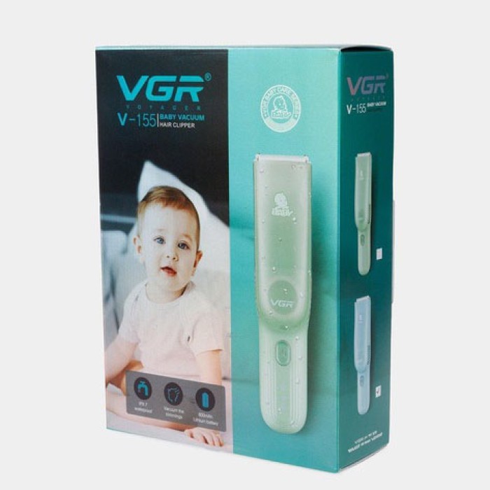 Дитяча машинка для стрижки VGR V-155 GREEN дітей новонароджених безшумна тиха з насадками 0-12 мм BF-88