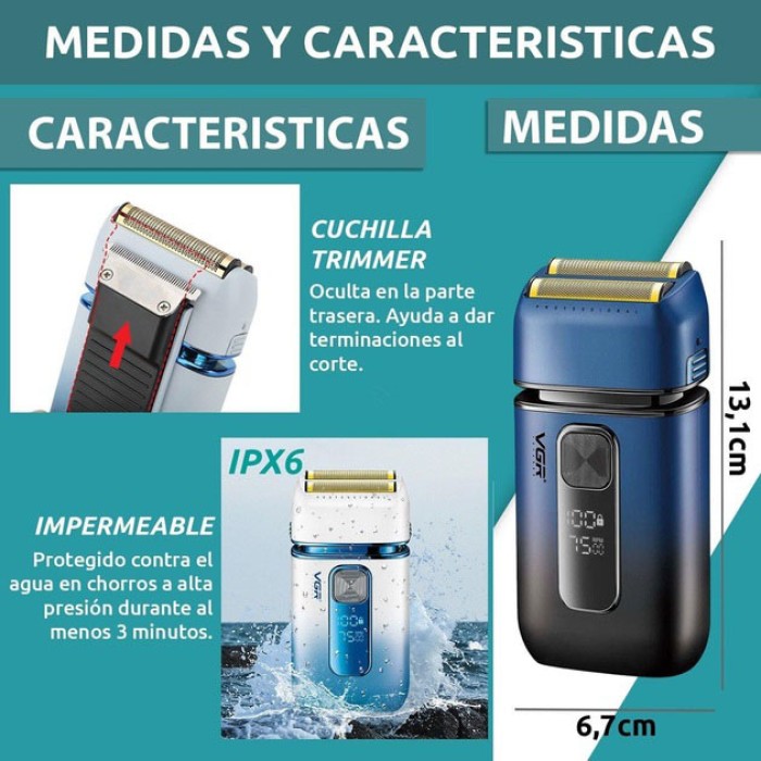 Бритва сітчаста професійна, Акумуляторна бритва для стрижки волосся та бороди, Бритви електричні ZI-16