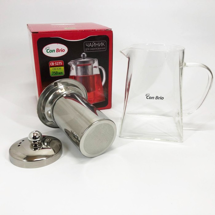 Заварник для кухні, Заварник прозорий, Скляний заварник, Чайник заварник скляний з пресом KI-94
