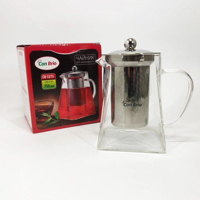 Заварник для кухні, Заварник прозорий, Скляний заварник, Чайник заварник скляний з пресом KI-94
