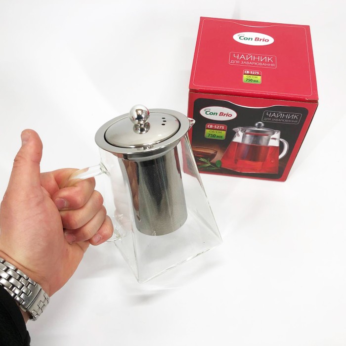 Заварник для кухні, Заварник прозорий, Скляний заварник, Чайник заварник скляний з пресом KI-94