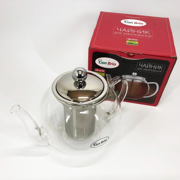 Стильний скляний заварний чайник, Скляний чайник з фільтром для заварювання чаю, Заварник для трав RF-52