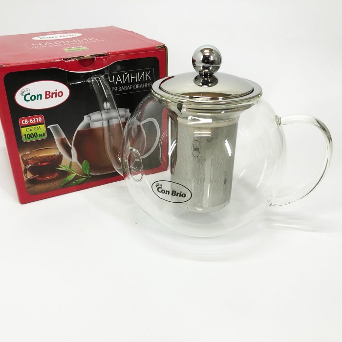 Стильний скляний заварний чайник, Скляний чайник з фільтром для заварювання чаю, Заварник для трав RF-52