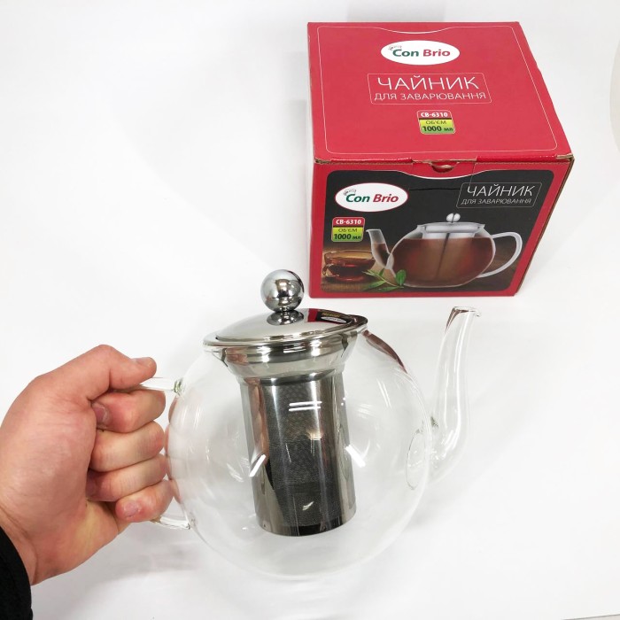 Стильний скляний заварний чайник, Скляний чайник з фільтром для заварювання чаю, Заварник для трав RF-52