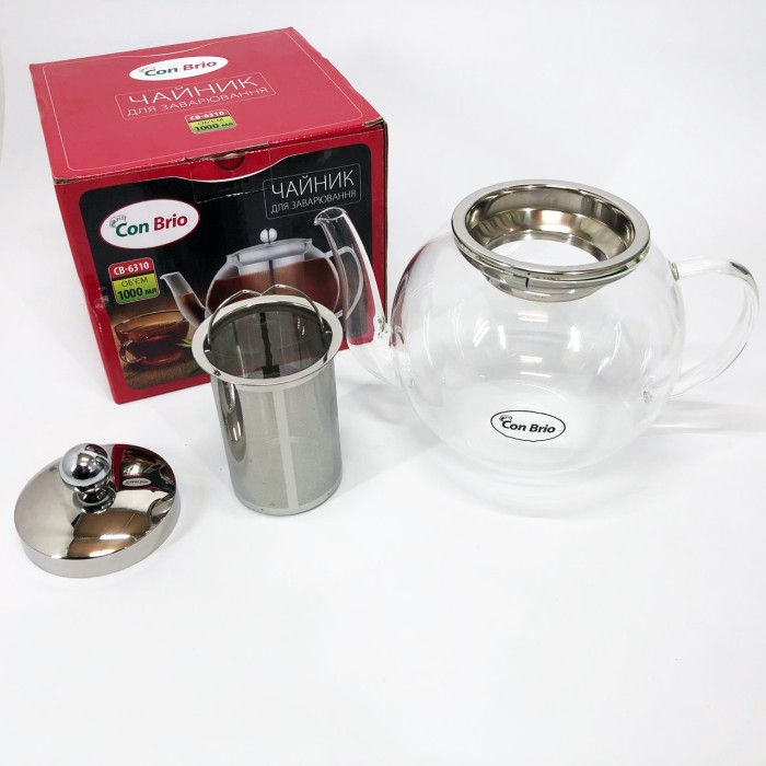 Стильний скляний заварний чайник, Скляний чайник з фільтром для заварювання чаю, Заварник для трав RF-52