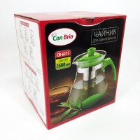 Скляний заварник, Чайник для заварювання скляний якісний на кухню Заварний чайник з ручкою LH-34