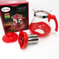 Красивий заварник Con Brio Green CB-6215 1, 5 л, Скляний чайник з фільтром для заварювання чаю JL-53