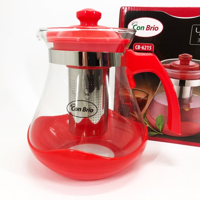 Красивий заварник Con Brio Green CB-6215 1, 5 л, Скляний чайник з фільтром для заварювання чаю JL-53