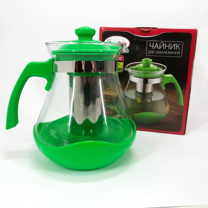 Чайник зі скляним заварником Con Brio Green CB-6215 1, 5 л, Красиві заварники для чаю LS-47