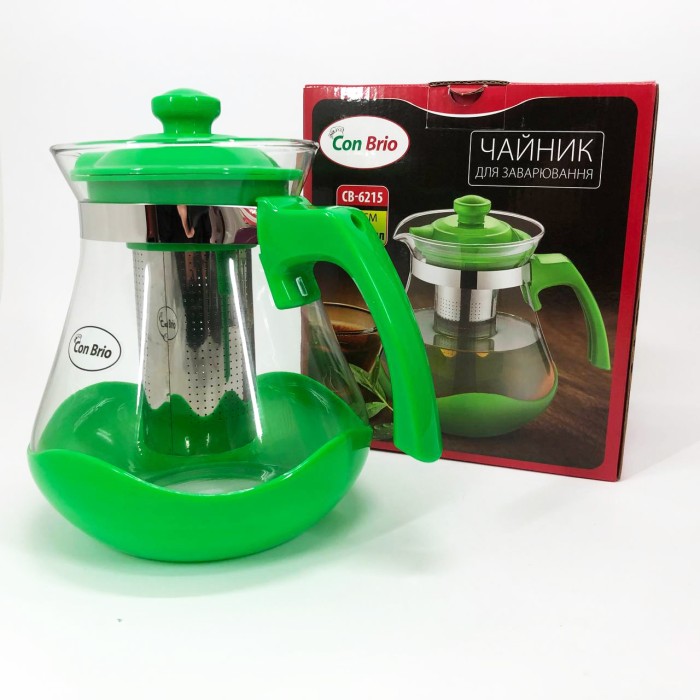 Заварник для чаю Con Brio Green CB-6215 1,5 л, Ексклюзивні заварювальні чайники, Чайник DR-216 самовар скляний