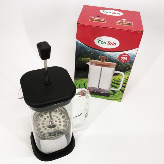 Чайник прес для чаю Con Brio CB-6680В 800 мл, Френч-прес для приготування кави в офісі WA-81