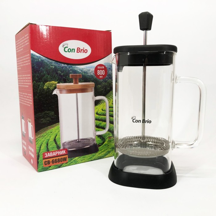 Чайник прес для чаю Con Brio CB-6680В 800 мл, Френч-прес для приготування кави в офісі WA-81