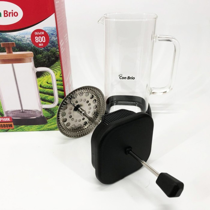 Чайник прес для чаю Con Brio CB-6680В 800 мл, Френч-прес для приготування кави в офісі WA-81