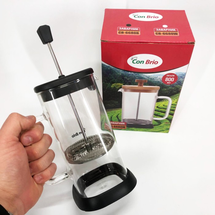 Прес-заварник для чаю, Френч-прес з силіконовим кільцем, Зручний чайник для заварювання зі скла з ситом EZ-97