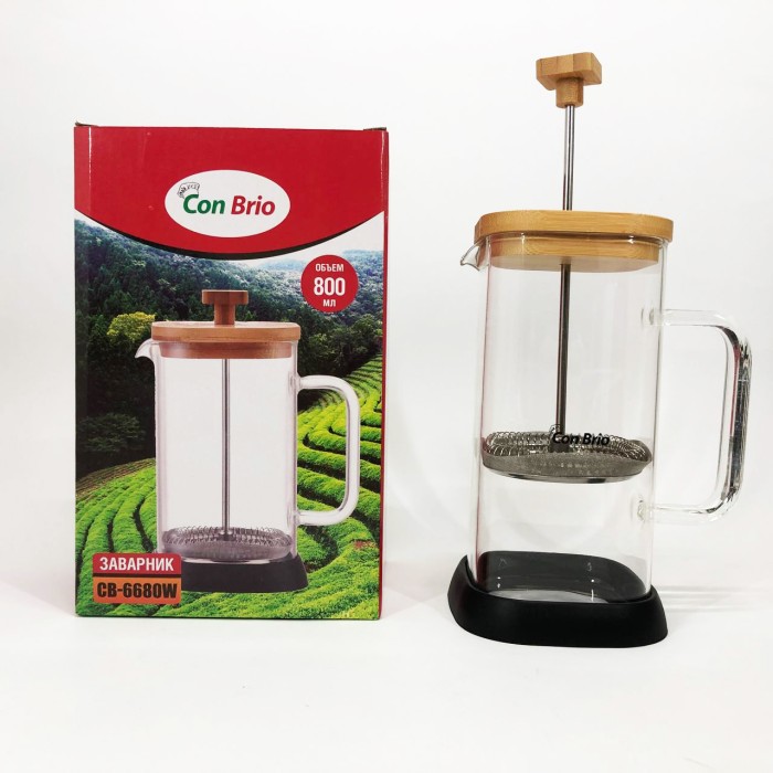 Чайник зі скляним заварником Con, Френч-прес з хорошого матеріалу, Заварний скляний чайник AU-22